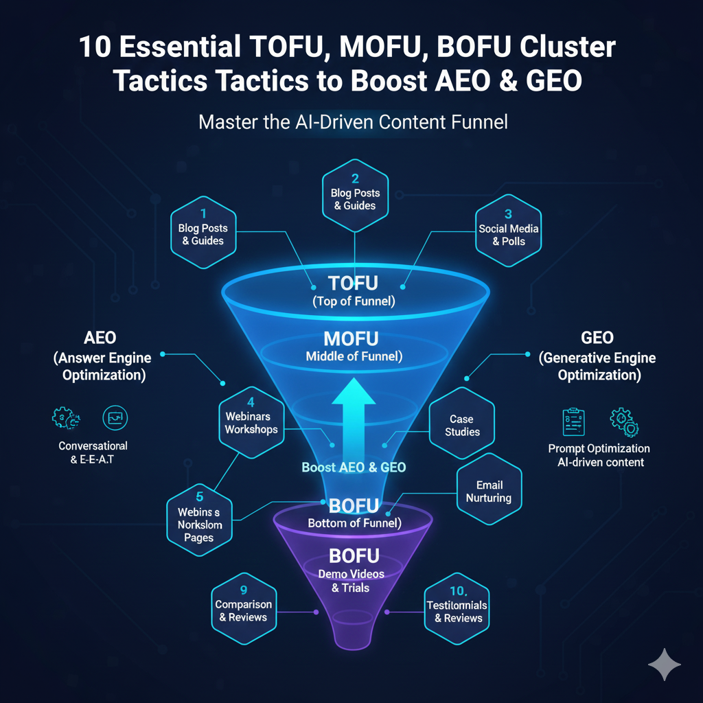 10 Essential TOFU, MOFU, BOFU Cluster Tactics to Boost AEO & GEO Performance (Generative Engine Optimization)