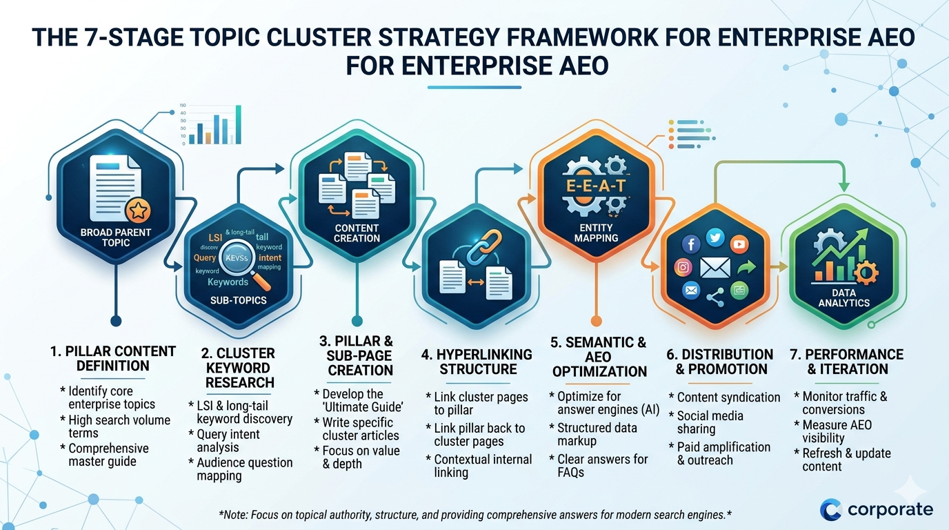 select a cluster strategy Images High Quality Grahic The 7-Stage Topic Cluster Strategy Framework for Enterprise AEO - The ...